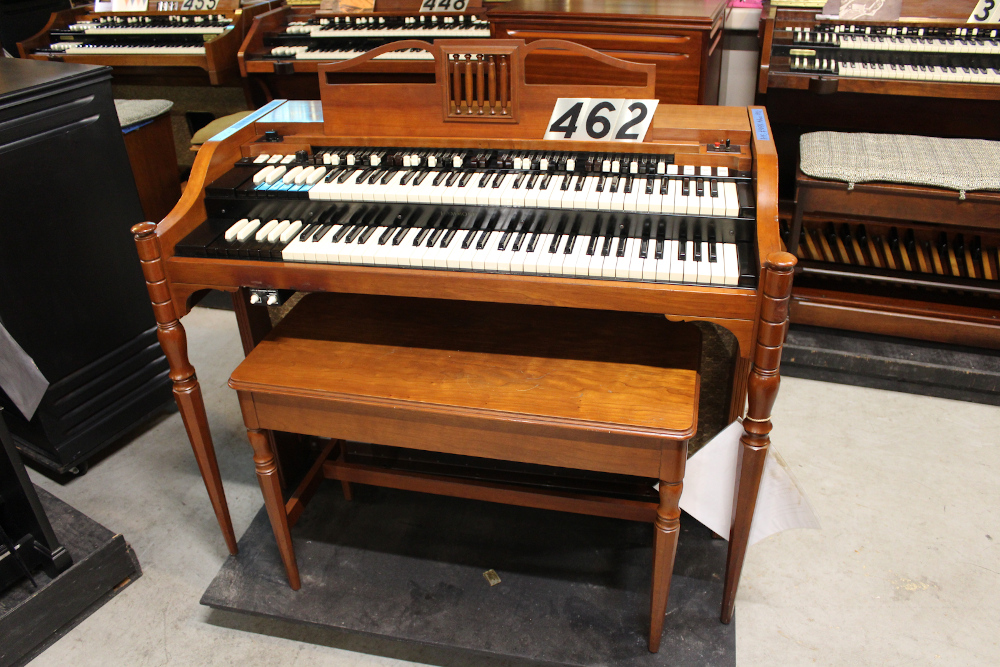 462 is 1964 Hammond A-143 in a fruitwood finish, to be paired with a Leslie 45.