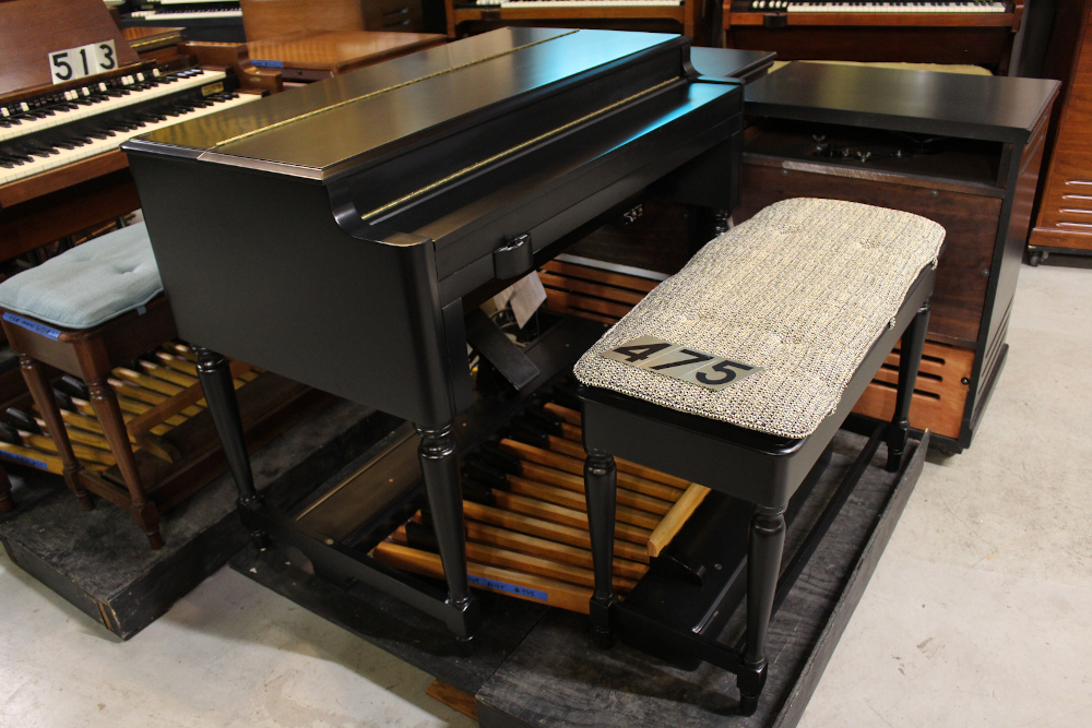 475 is a 1967 Hammond B-3 in a custom ebony finish, paried with two matching Leslies! 