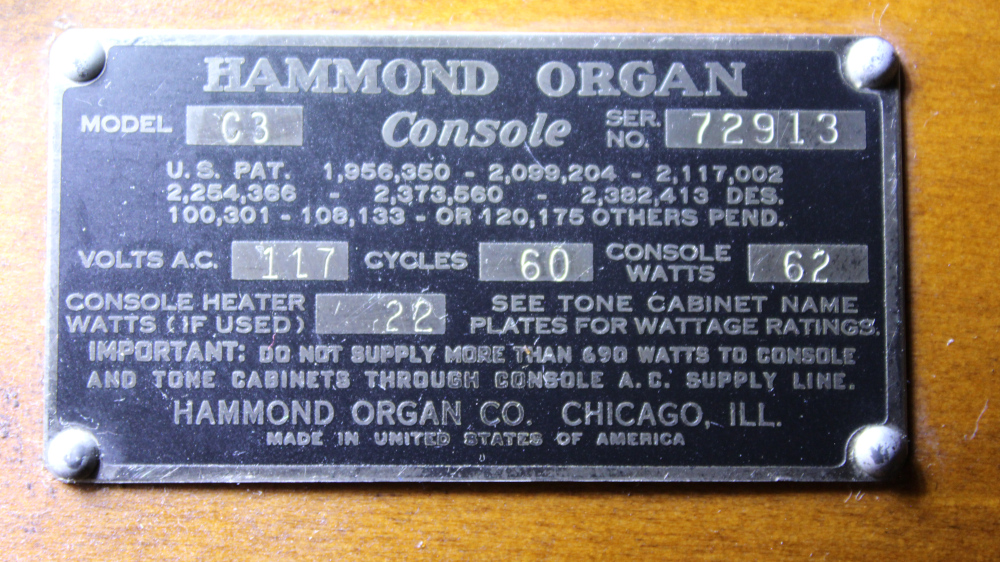 491 is a 1958 C3 in a Walnut finish.  Serial #72913