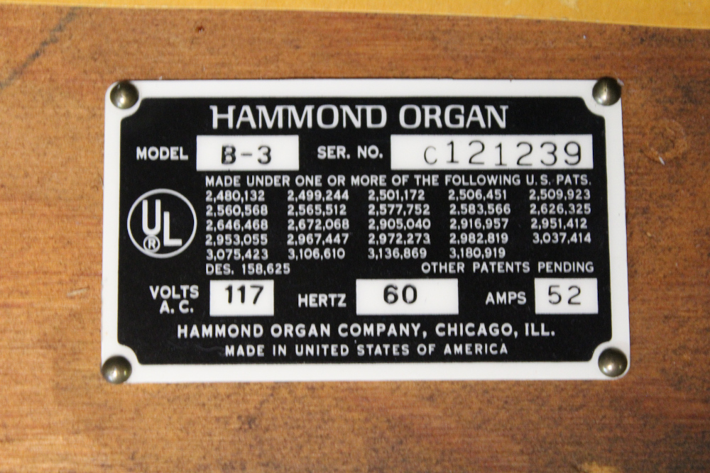 496 is a 1971 Hammond B-3 in a walnut finish.. 
