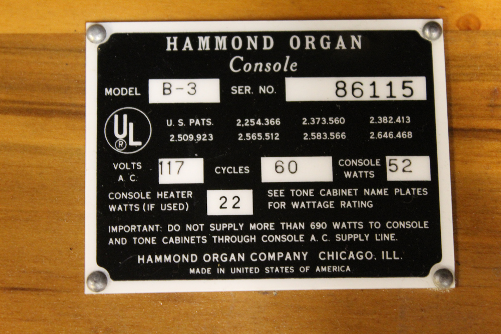 497 is a 1962 Hammond B-3 in a rare fruitwood finish! Serial #86115