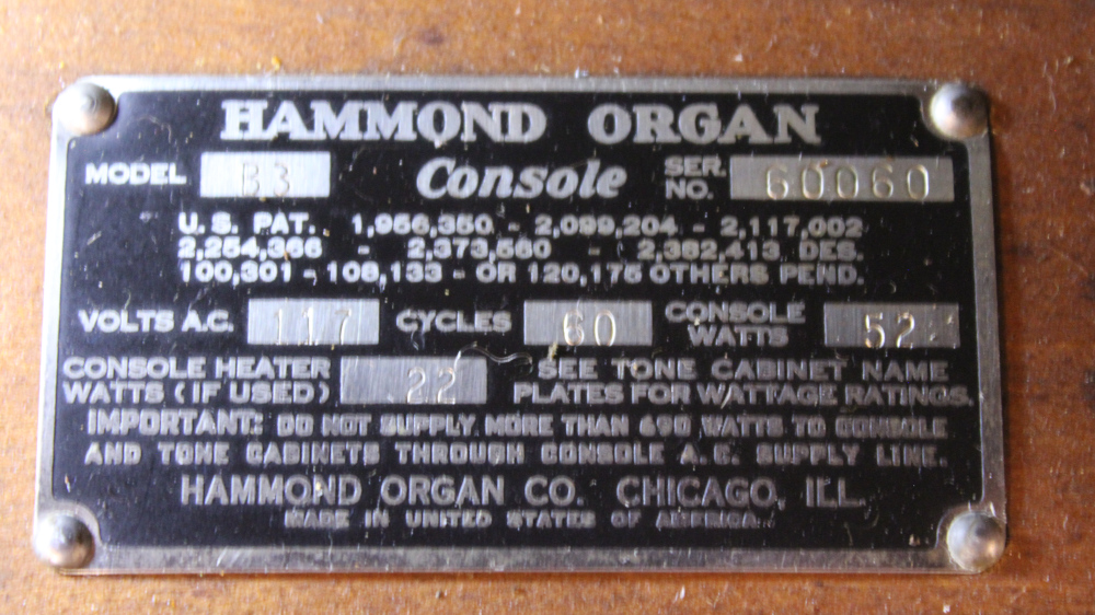 618 is a 1956 Hammond B3 in a Walnut finish for sale.