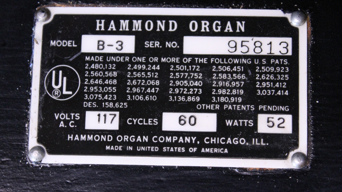 630 is a 1966 Hammond B3 in an Ebony finish SOLD!!
