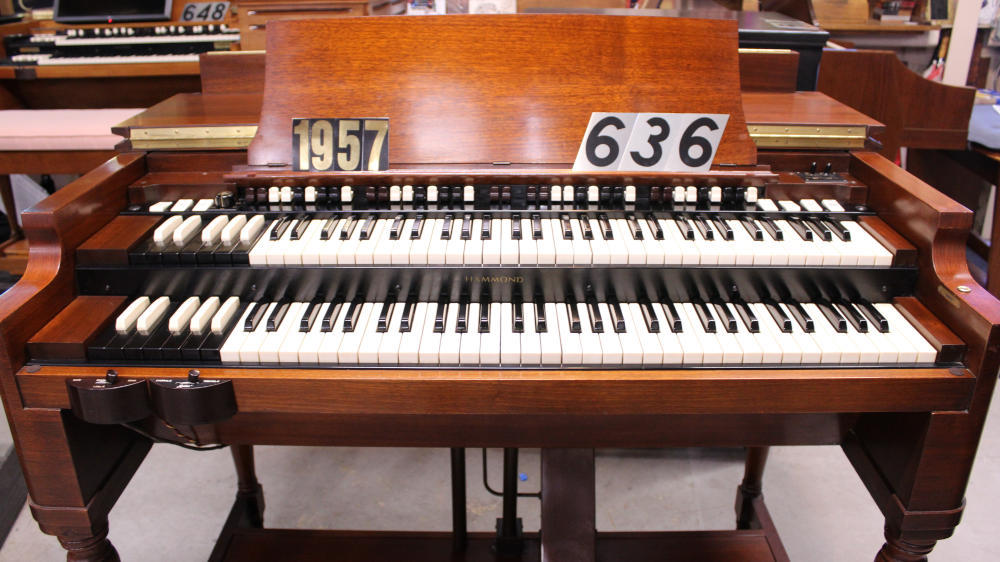 636 is a 1957 Hammond B-3 in a mahogany finish, Serial 68891, for sale now. From the first drawbar pull to the deep resonance of the pedals, this organ invites you to sit down and lose yourself in the sound.