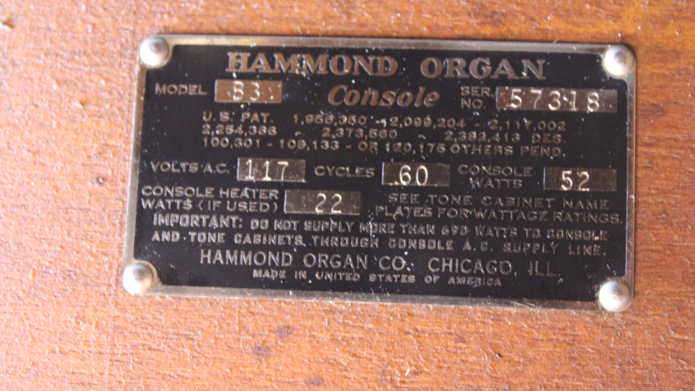640 is a 1955 Hammond B3 in a Walnut finish for sale.