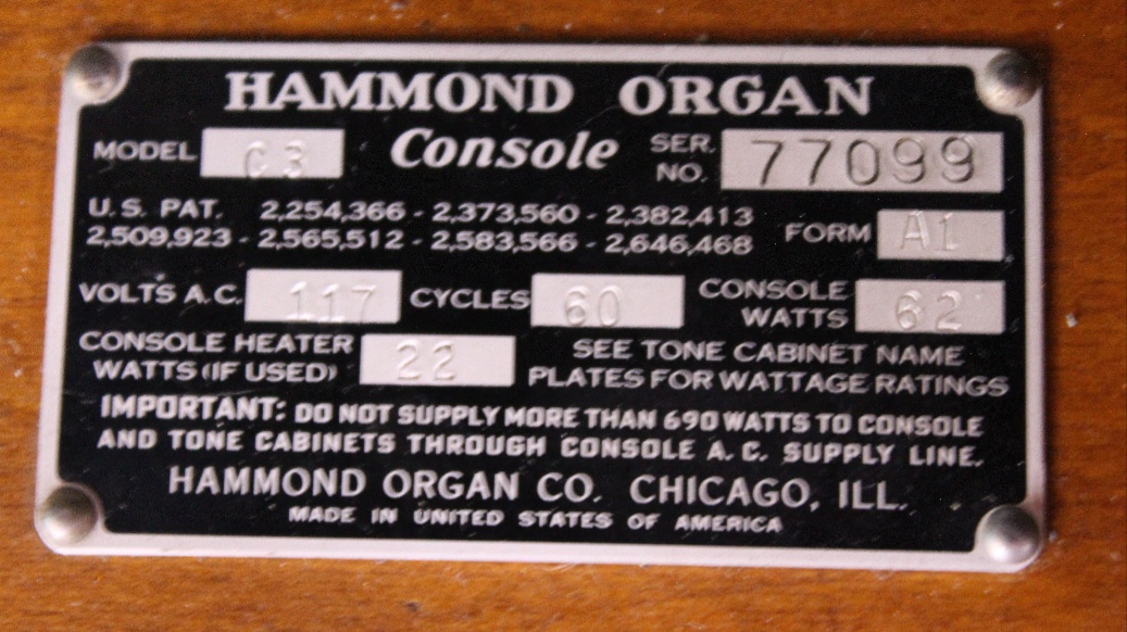 668 is a 1959 Hammond C3 in a Walnut finish for sale.