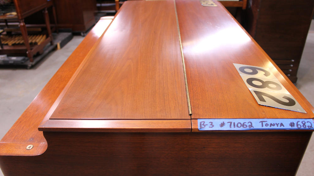 682 is a 1957 Hammond B-3 in a walnut finish, Serial 71062, for sale now. Picture yourself pulling the drawbars, hearing that growl in the bass, and feeling the room come alive.